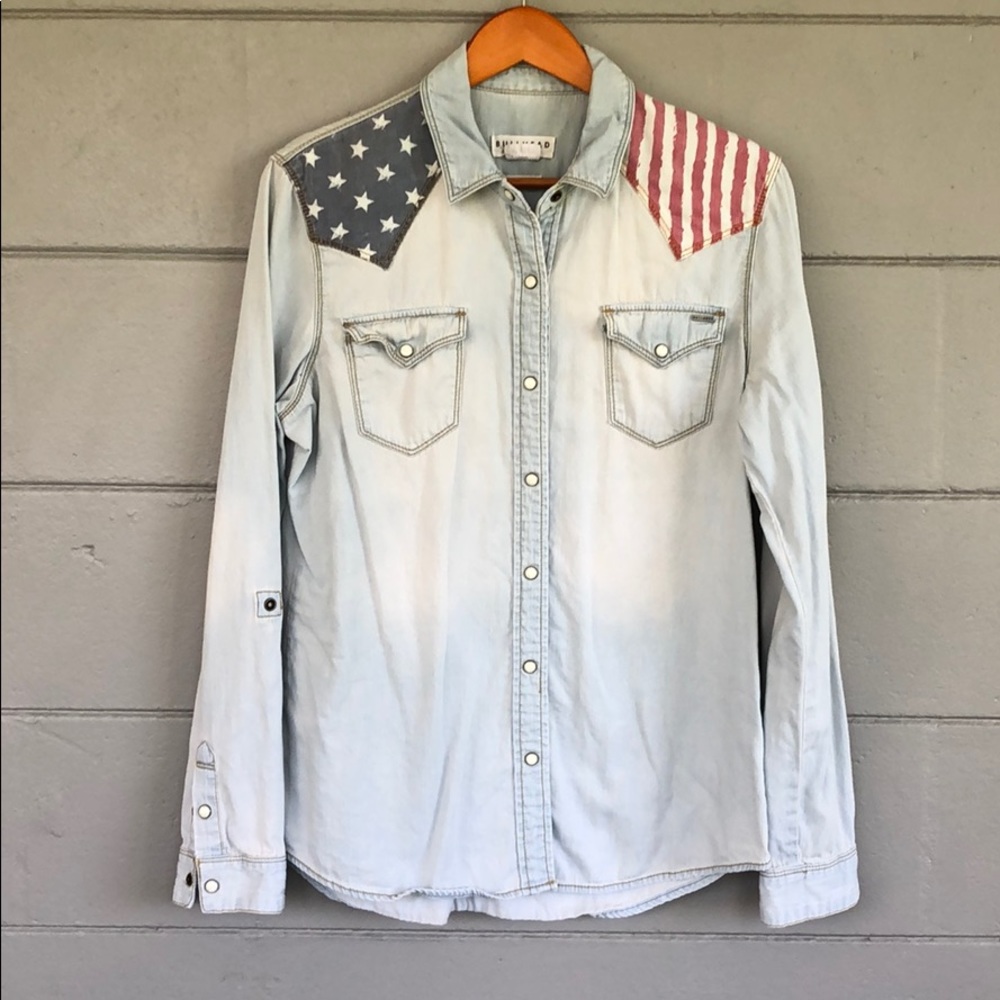 BULLHEAD chambray pearl snap.